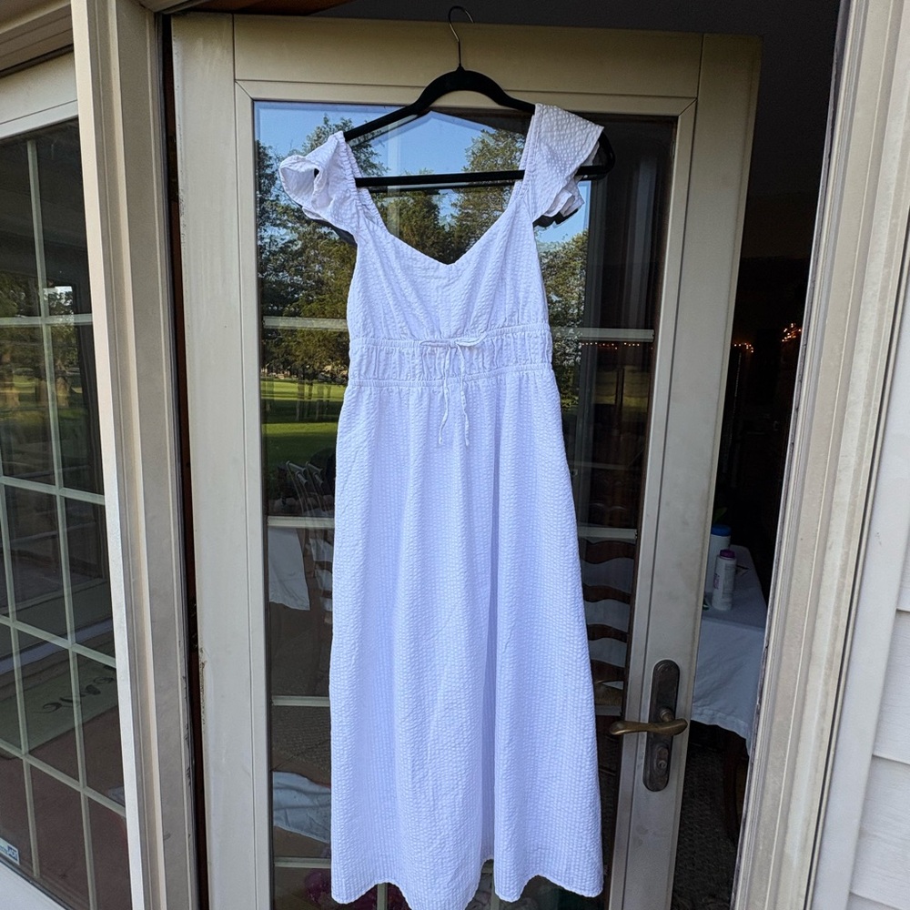White Maxi Dress with Ruffle Sleeves